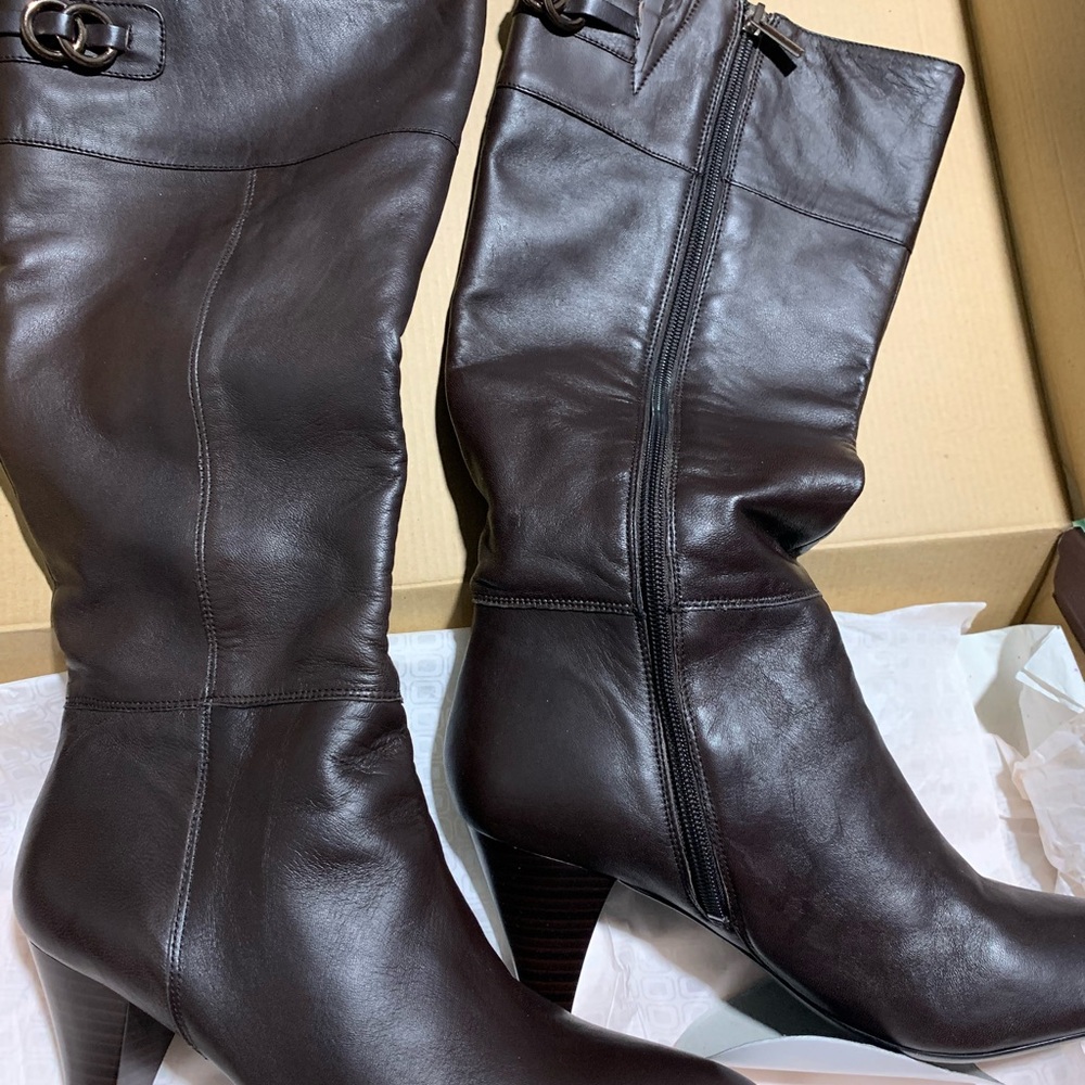 Elegant Brown Leather Knee-High Boots
